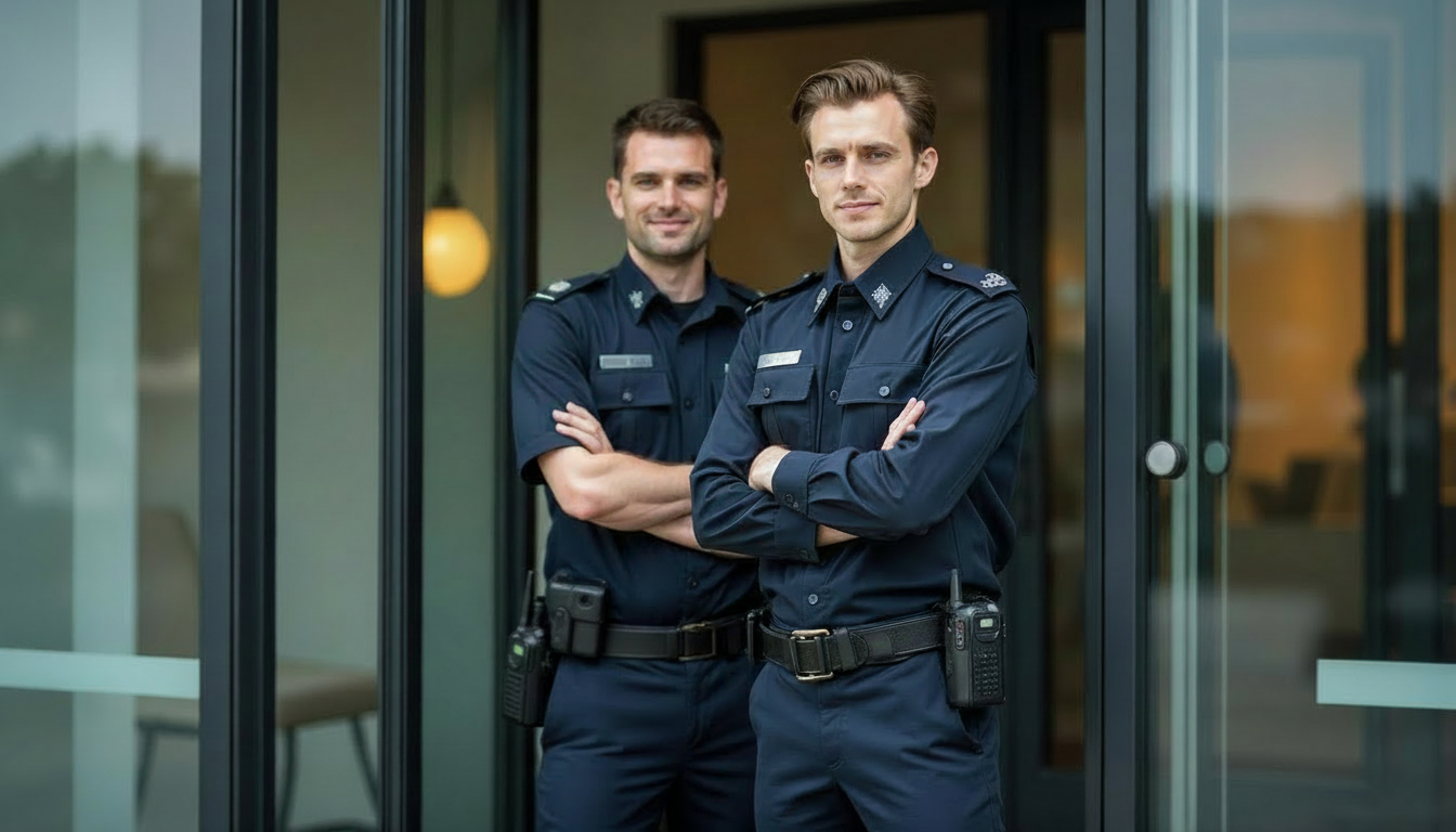 ESGS Sicherheitsdienst vor modernem Gebäude